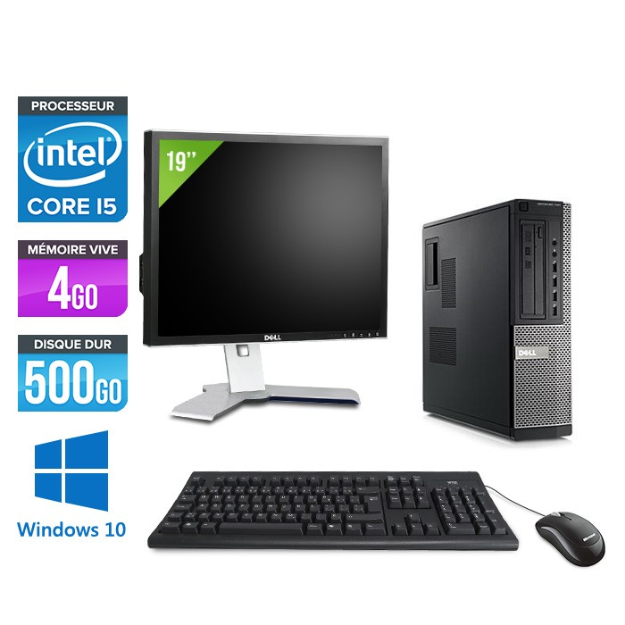 Dell Optiplex 790 Desktop + Ecran 19'' - i5 - 4Go - 500Go HDD - Windows 10 Professionnel
