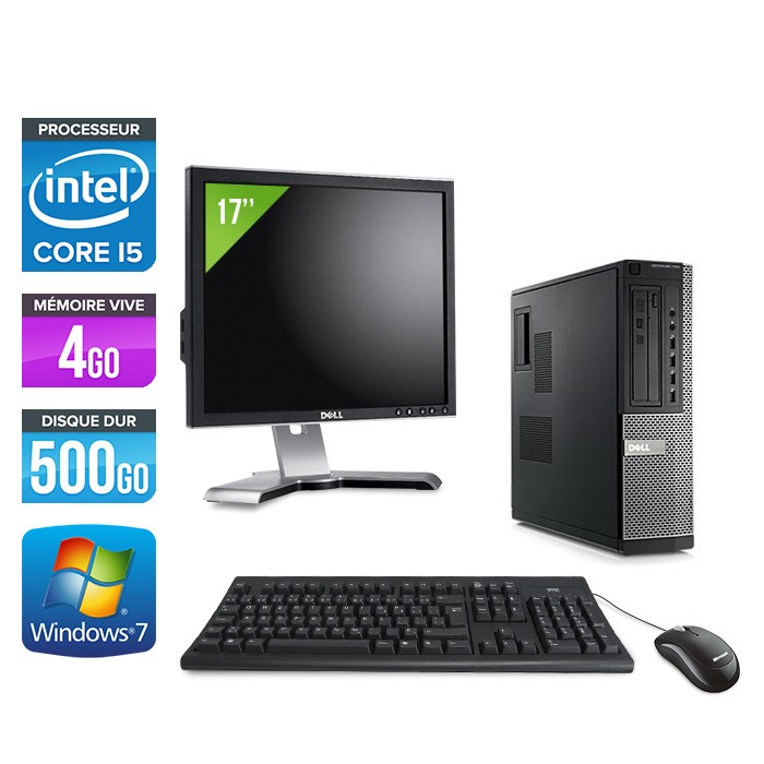 Dell Optiplex 790 Desktop + Ecran 17'' - i5 - 4Go - 500Go HDD - Windows 7 Professionnel