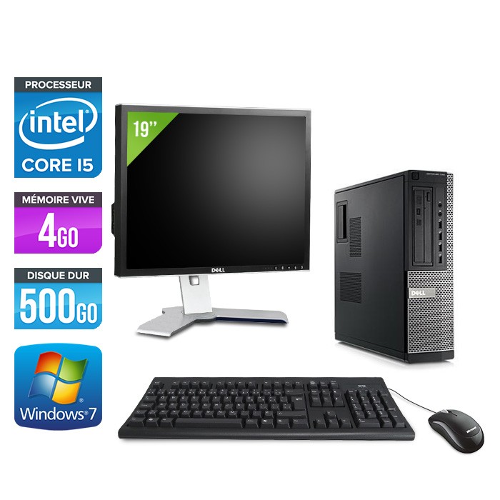 Dell Optiplex 790 Desktop + Ecran 19'' - i5 - 4Go - 500Go HDD - Windows 7 Professionnel