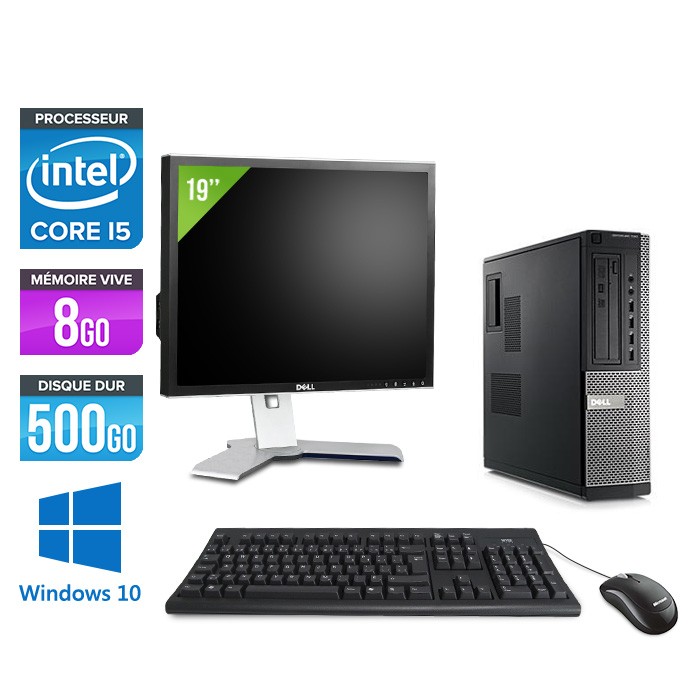Dell Optiplex 790 Desktop + Ecran 19'' - i5 - 8Go - 500Go HDD - Windows 10 Professionnel