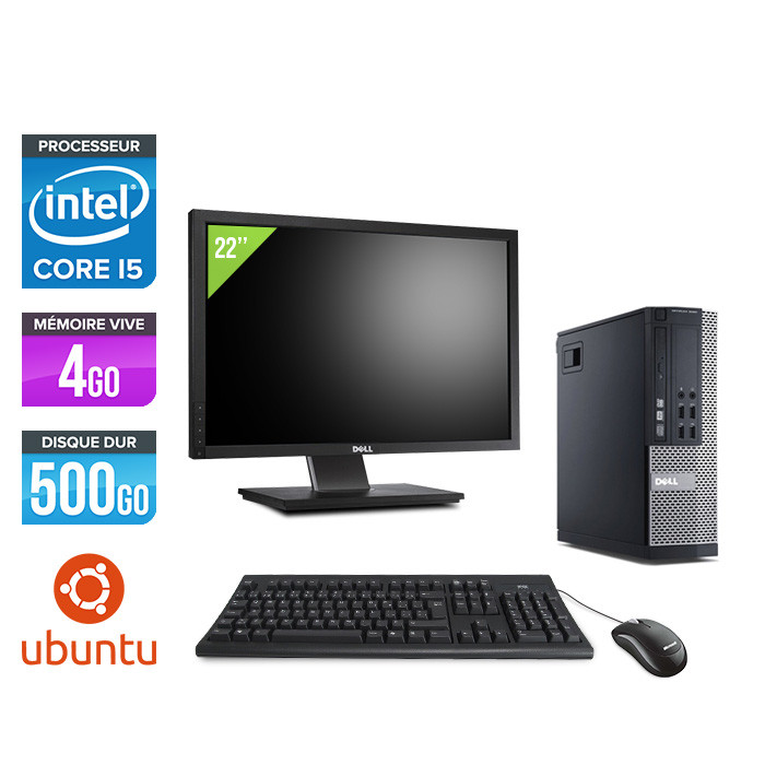 Dell Optiplex 9010 SFF + Ecran 22'' - i5 - 4Go - 500Go HDD - Ubuntu / Linux