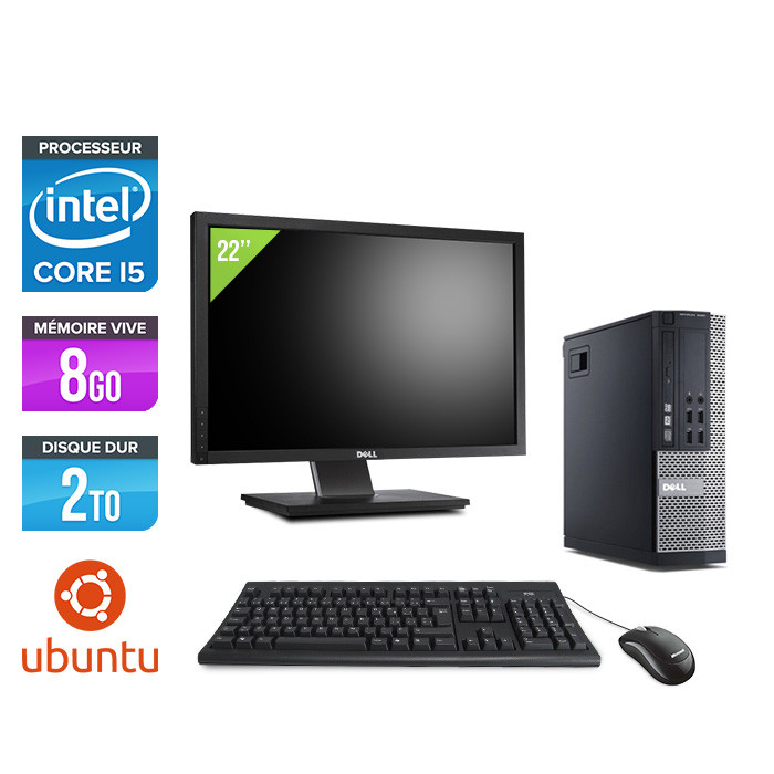 Dell Optiplex 9010 SFF + Ecran 22'' - i5 - 8Go - 2To HDD - Ubuntu / Linux