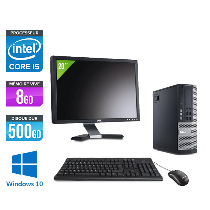 Dell Optiplex 9010 SFF + Ecran 20'' - i5 - 8Go - 500Go HDD - Windows 10