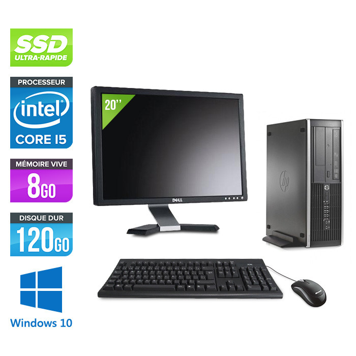 Pack HP 6300 Pro SFF - i5 - 8Go - 120Go SSD - Windows 10 + Ecran 20