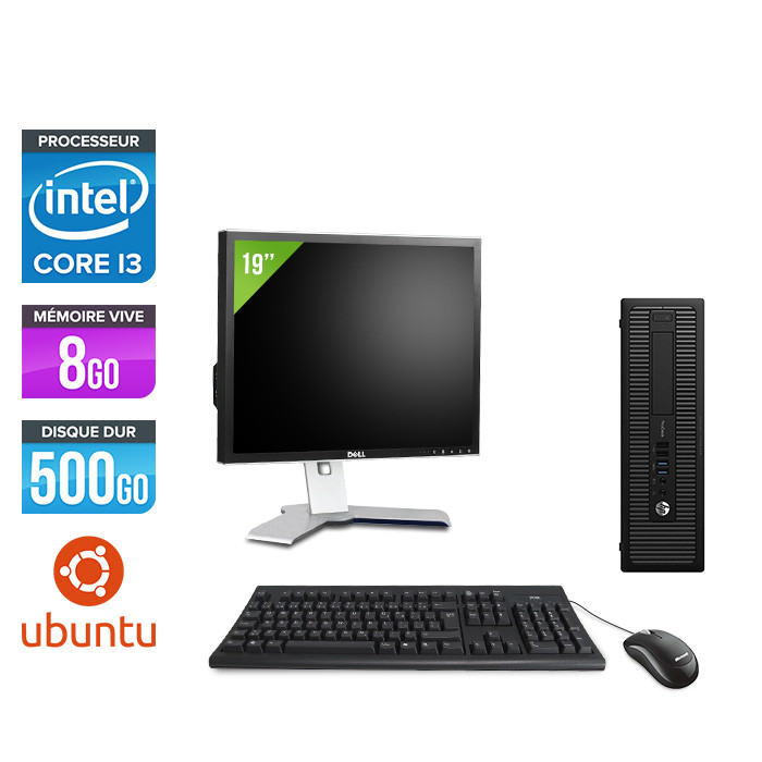 Pack HP 600 G1 SFF + Écran 19" - i3 - 8Go - 500 HDD - Linux