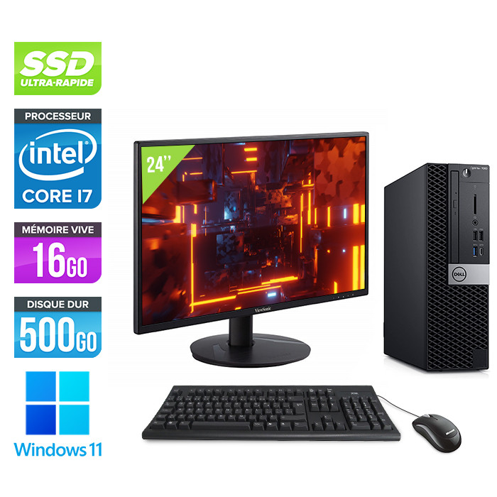 Pack PC bureau reconditionné - Dell Optiplex 7060 SFF + 22 Lenovo