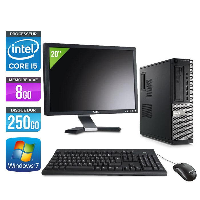 Dell Optiplex 790 Desktop + Ecran 20'' - Core i5 - 8Go - 250Go