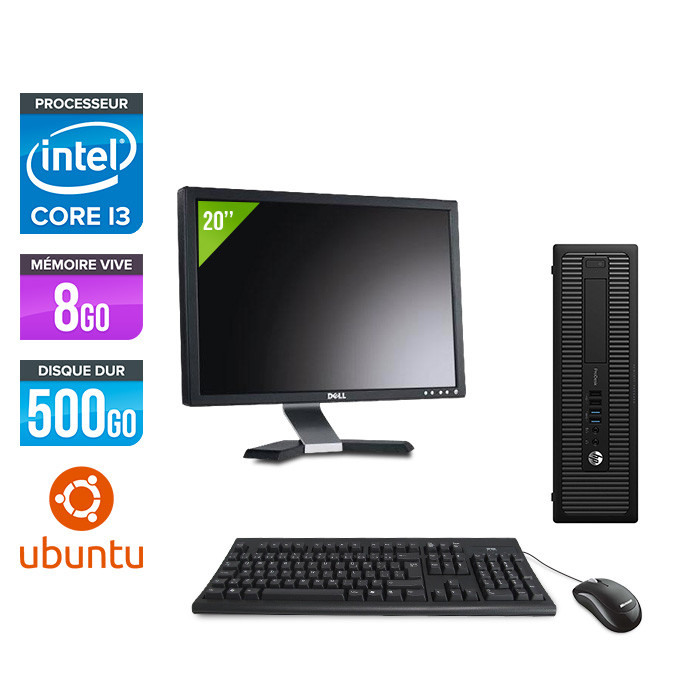 Pack HP 600 G1 SFF + Écran 20" - i3 - 8Go - 500 HDD - Linux
