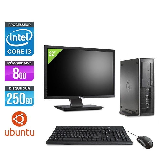 Pack HP 6300 Pro SFF - i3 - 8Go- 250 Go HDD - Ubuntu / Linux + Ecran 22