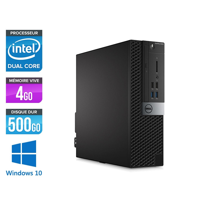 Pc de bureau Dell Optiplex 5040 SFF reconditionné - Intel pentium - 4Go - 500Go HDD - Windows 10