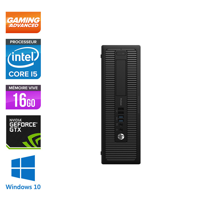 PC de bureau gamer reconditionné - HP 800 G1 SFF - i5 - 16Go - 1 To HDD - Nvidia GTX 1050 - Windows 10