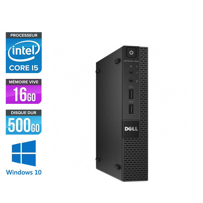 Pc de bureau reconditionné - Dell 3020 Micro - Intel Core i5 - 16Go - 500Go HDD - W10
