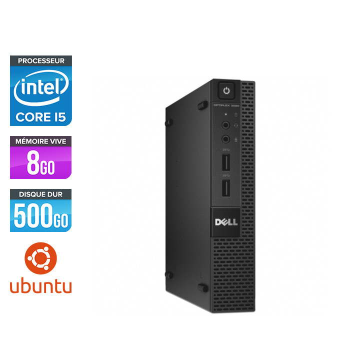Pc de bureau reconditionné - Dell 3020 Micro - Intel Core i5 - 8Go - 500Go HDD - Linux