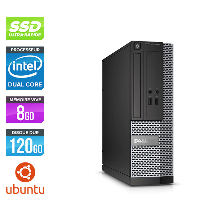 Pc de bureau reconditionné Dell Optiplex 3020 SFF - Pentium - 8 Go - SSD 120 Go - Ubuntu / Linux