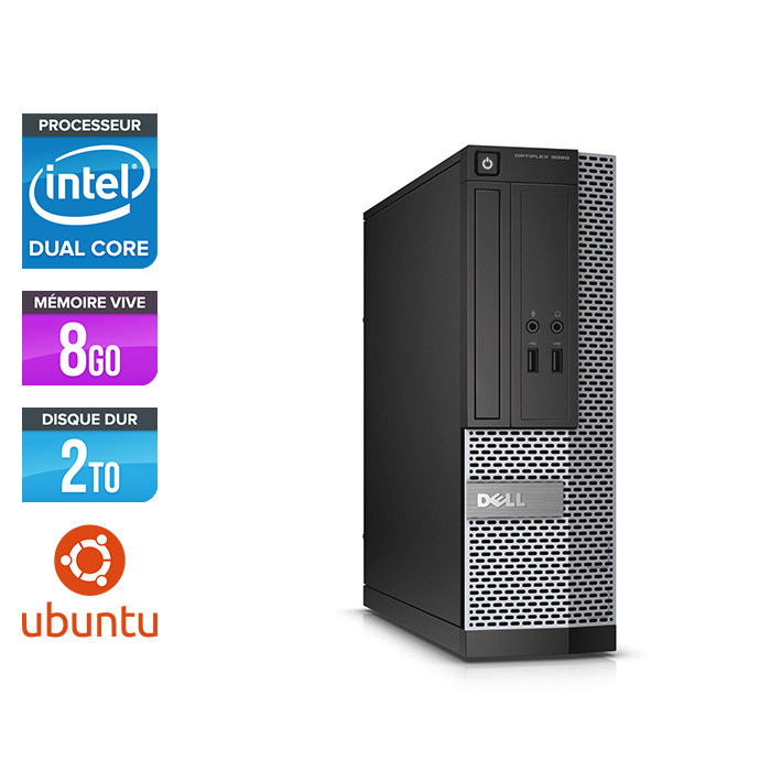 Pc de bureau reconditionné Dell Optiplex 3020 SFF - Pentium - 8 Go - 2 To HDD - Ubuntu / Linux