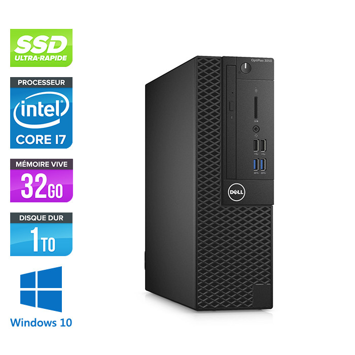 Pc de bureau Dell 3050SFF - Intel Core i7-6700 - 32Go - 1 To SSD - W10