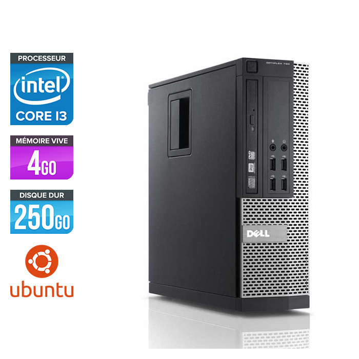 Pc bureau reconditionnée - Dell Optiplex 790 SFF - Core i3 - 4Go - 250Go HDD - Linux