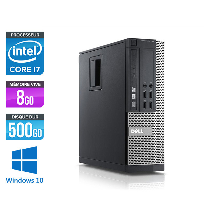 Pc de bureau reconditionné - Dell Optiplex 790 SFF- Core i7 - 8Go - 500 Go HDD - Windows 10
