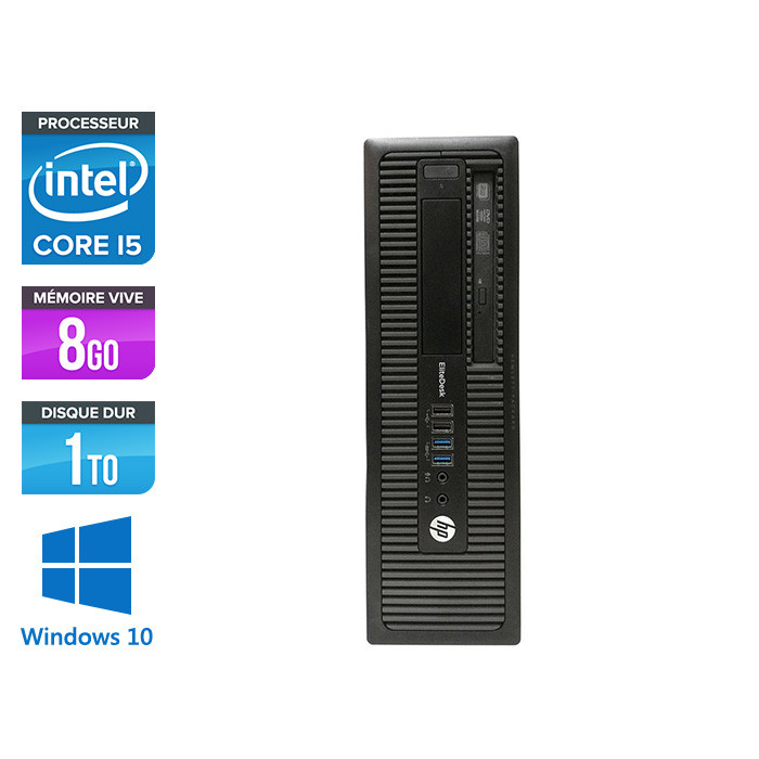 Ordinateur de bureau - HP EliteDesk 800 G1 SFF reconditionné - i5 - 8Go - 1To HDD - Windows 10