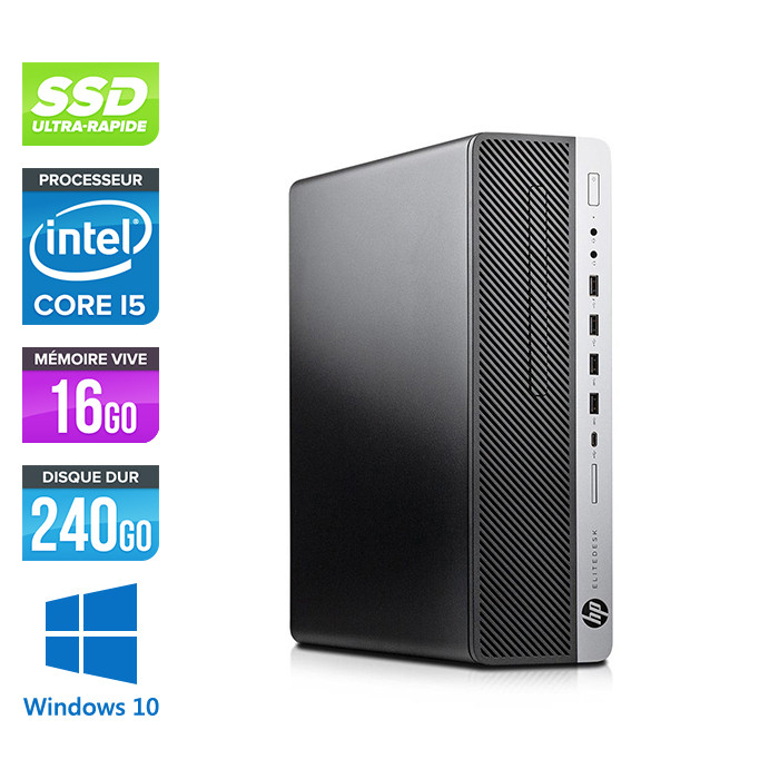 Pc de bureau HP EliteDesk 800 G3 SFF reconditionné - i5 - 16Go DDR4 - 240GO SSD - Windows 10