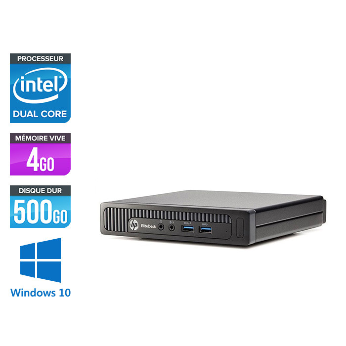 Ordinateur de bureau - HP EliteDesk 800 G1 DM reconditionné - G3220 - 4Go - 500Go HDD - Windows 10