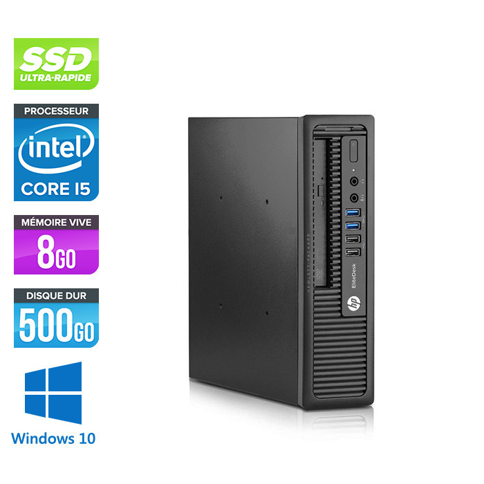 Pc bureau reconditionné - HP EliteDesk 800 G1 USDT - i5 - 8Go - SSD 500 Go - Windows 10