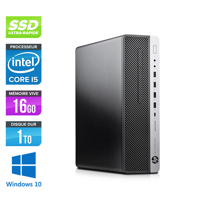 Pc de bureau HP EliteDesk 800 G3 SFF reconditionné - i5 - 16Go DDR4 - 1 To SSD - Windows 10