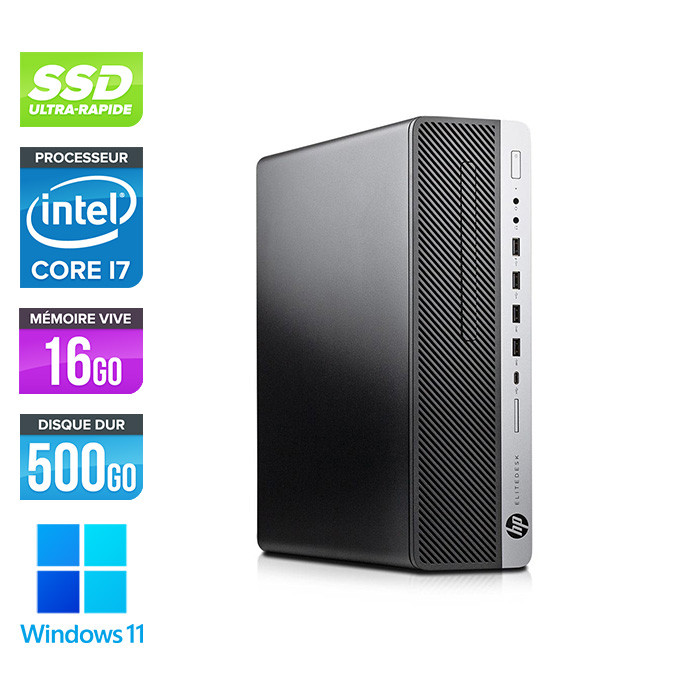 Pc de bureau HP EliteDesk 800 G5 SFF reconditionné - i7-9700 - 16Go DDR4 - 500Go SSD - Windows 11