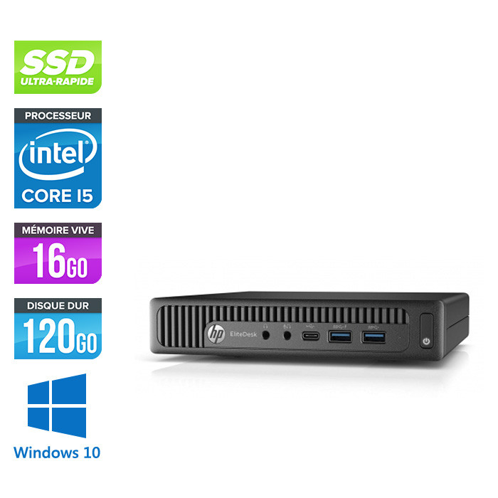 Pc de bureau HP EliteDesk 600 G1 desktop mini reconditionné - i5 - 16Go DDR4 - 120Go SSD - Windows 10