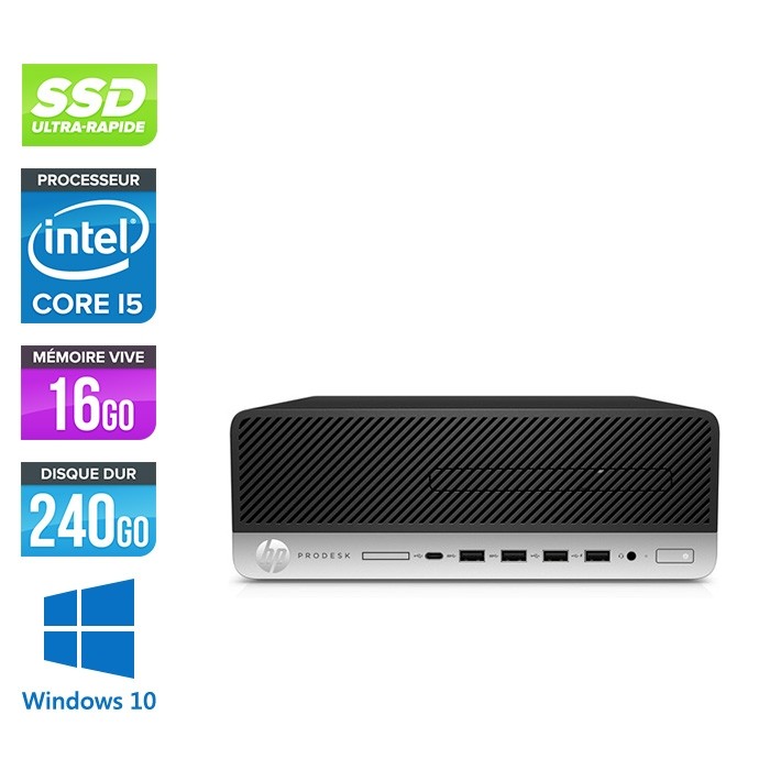 HP ProDesk 600 G5 SFF - i5-9500 - 16Go DDR4 - 240Go SSD - Windows 10