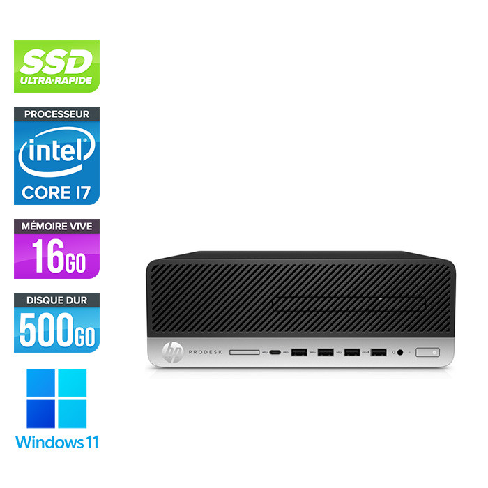 HP ProDesk 600 G5 SFF -  i7-9700 - 16Go DDR4 - 500Go SSD - Windows 11