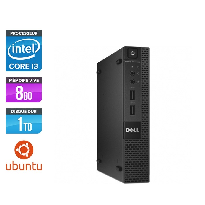 Pc de bureau reconditionné - Dell 3020 Micro - Intel Core i3 - 8Go - 1To HDD - Linux