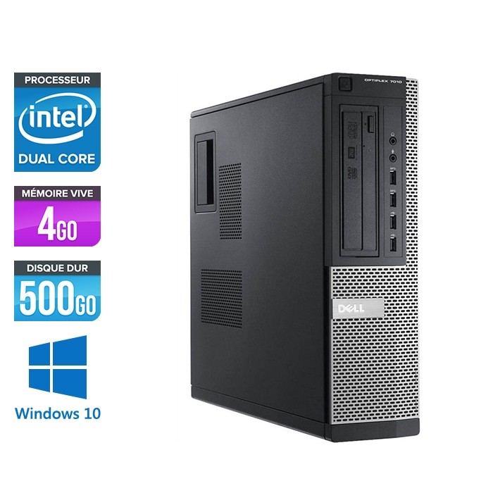 Pc bureau reconditionné - Dell Optiplex 7010 DT - Pentium G645 - 4Go - 500Go HDD - Windows 10