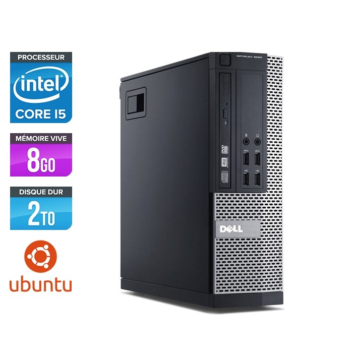 Pc de bureau reconditionné Dell Optiplex 7020 SFF - Core i5 - 8Go - 2To HDD - Ubuntu / Linux