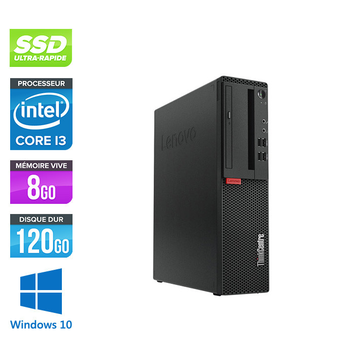 Pc de bureau reconditionne Lenovo ThinkCentre M710s SFF - Intel core i3-7100 - 8 Go RAM DDR4 - 120 Go SSD - Windows 10 Famille