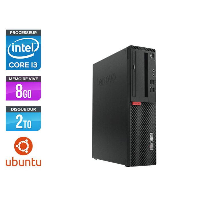 Pc de bureau reconditionne Lenovo ThinkCentre M710s SFF - Intel core i3-7100 - 8 Go RAM DDR4 - 2 To HDD - Ubuntu / Linux