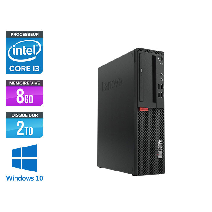 Pc de bureau reconditionne Lenovo ThinkCentre M710s SFF - Intel core i3-7100 - 8 Go RAM DDR4 - 2 To HDD - Windows 10 Famille