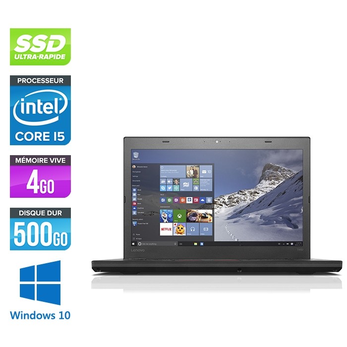 Lenovo ThinkPad T460 - i5 6300U - 4Go - SSD 500Go - FHD - Windows 10 professionnel