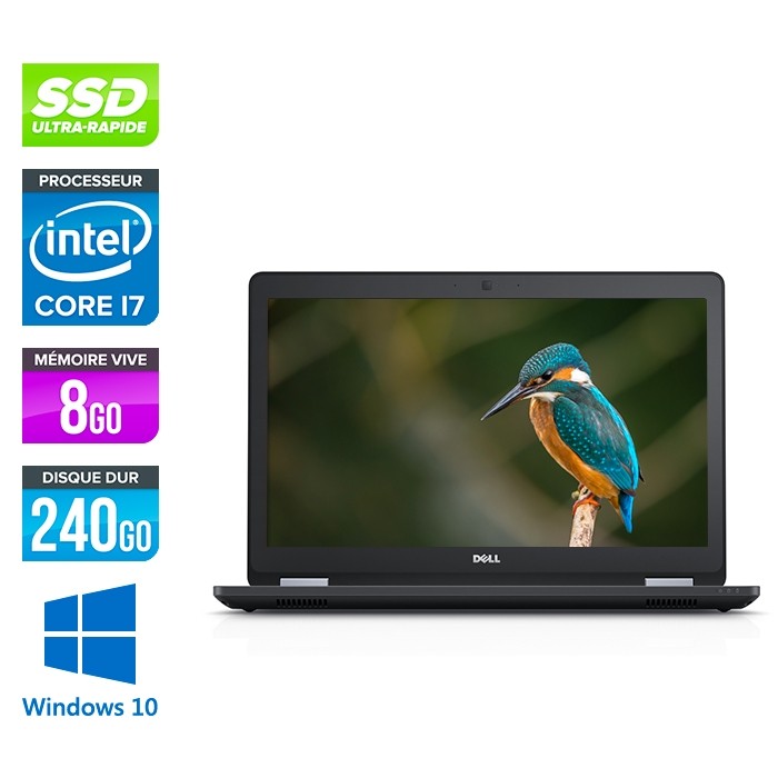 Pc portable reconditionné - Dell latitude E5570 - i7 - 8Go - 240 Go SSD - Webcam - Windows 10