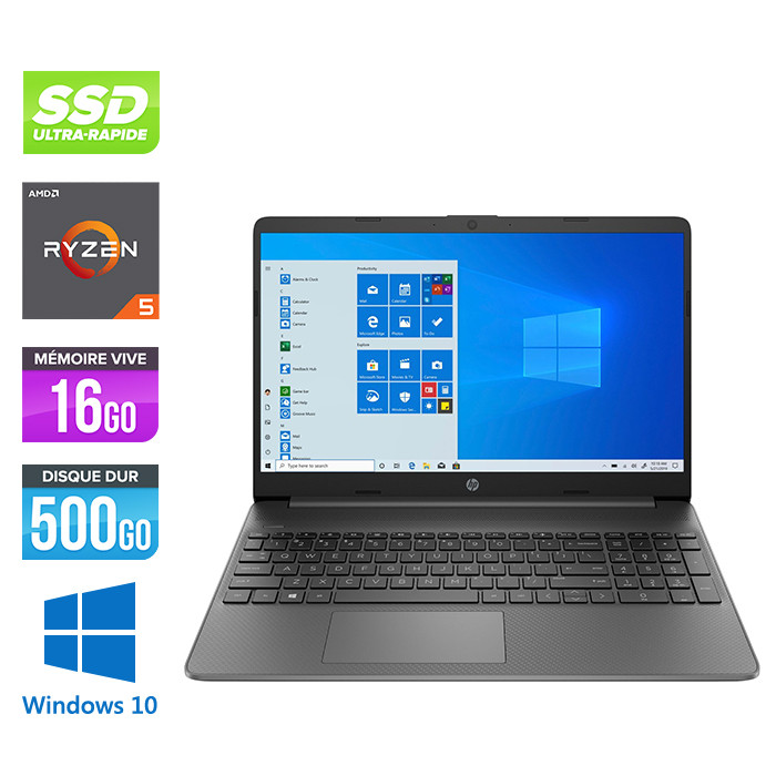 Pc portable reconditionné constructeur HP Laptop 15s-eq0080nf - AMD Ryzen 5 3450U - 16 Go - 512 Go SSD - Windows 10 Famille
