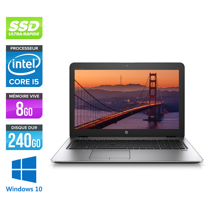 Pc portable reconditionné - HP Elitebook 850 G3 - i5 6200U - 8 Go - SSD 240 Go - HD - Windows 10