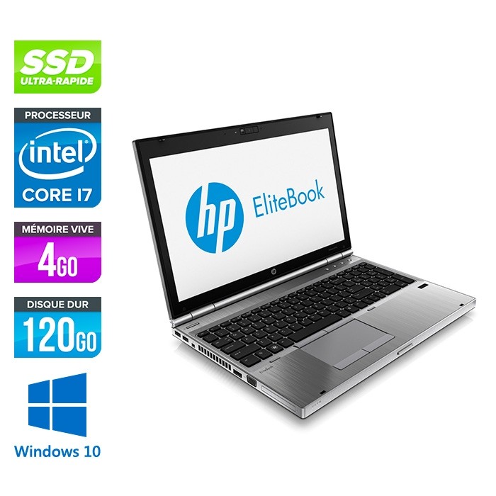 HP EliteBook 8570P - i7 - 4Go - 120Go SSD - AMD 7570M - Windows 10