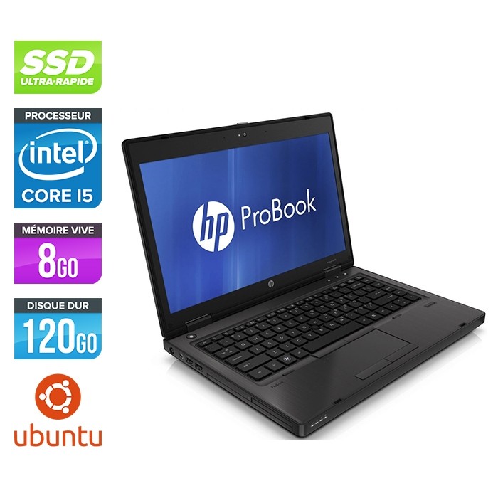 Ordinateur portable - HP ProBook 6470B reconditionné - Intel Core i5 - 8Go - SSD 120 Go - Linux
