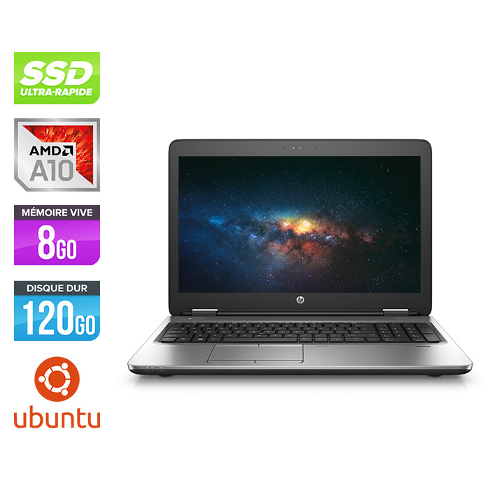 PC portable reconditionné - HP ProBook 655 G2 - AMD A10 - 8Go - 120Go SSD - 14'' FHD - Linux