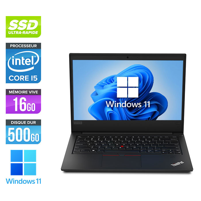 PC portable reconditionné - Lenovo ThinkPad E490 - i5 - 16Go - 500Go SSD- Full-HD - Windows 11