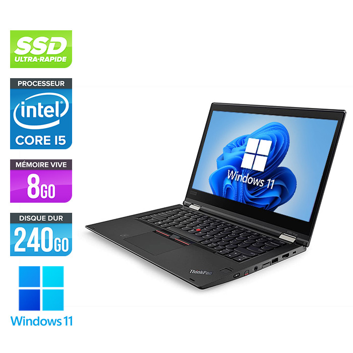 Ultrabook portable convertible reconditionné Lenovo Thinkpad YOGA X380 - i5 - 8Go - 240Go SSD - 13" FHD Tactile - Windows 11 - Trade Discount