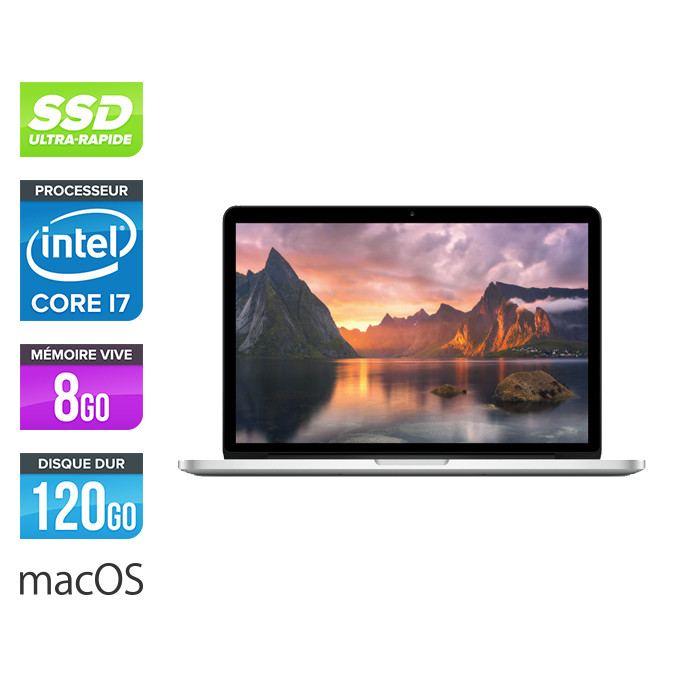 Ultrabook reconditionné Apple MacBook Pro 11,1 Retina - i5 - 8Go - 120Go SSD - Clavier AZERTY - macOS