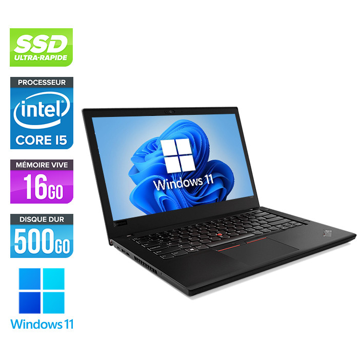 Ultraportable reconditionné Lenovo Thinkpad T480 - i5 - 16Go DDR4 - 500Go  SSD - Windows 11 - Trade Discount