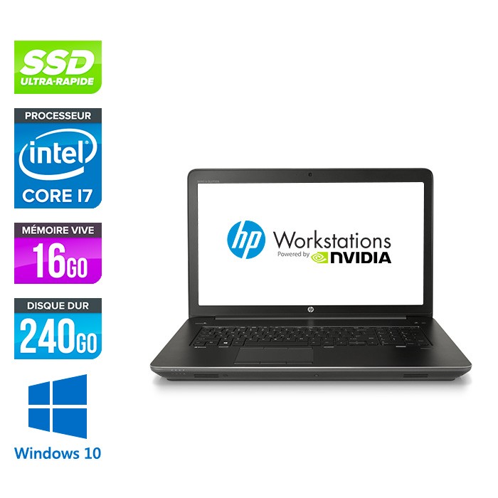 HP Zbook 17 G3 - i7 - 16Go - SSD 240Go - HDD 1To - Nvidia M3000M - Windows 10 
