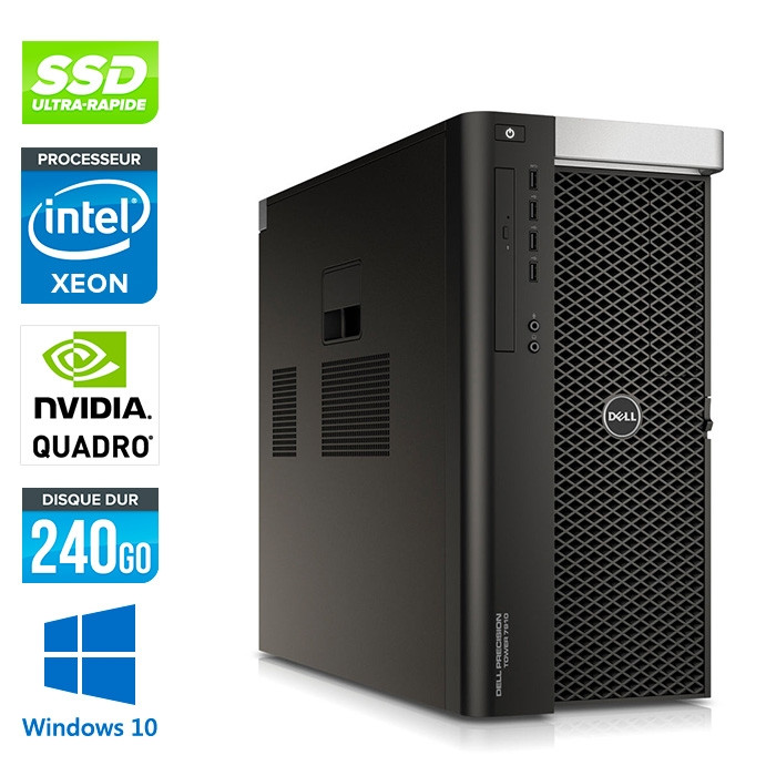 Dell T7610 - 2 x Xeon 2650 V2 - 64Go - 3 x 240Go SSD - Quadro K4000 - W10